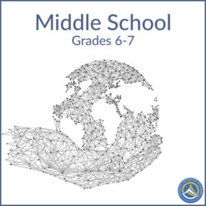 Student holding the world for Middle School - Grades -7 courses at Athena's Advanced Academy