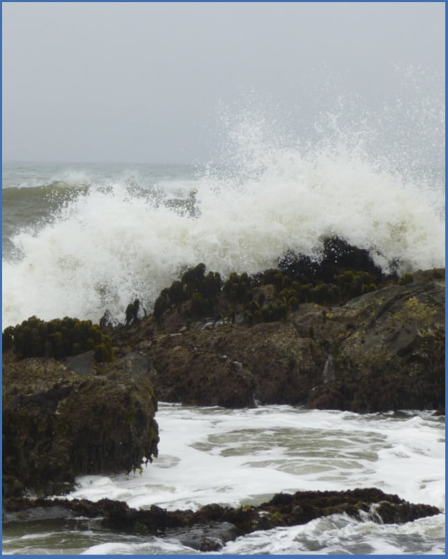 Ocean waves crash on shore--Prof. Cindy Lippard's, instructor at Athena's Advanced Academy, favorite spot.