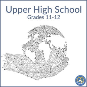 Student holding the world for Upper High School - Grades 11-12 classes at Athena's Advanced Academy