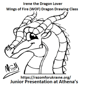 Dragon drawing for the Junior Presentation about drawing Wings of Fire dragons at Athena's Advanced Academy