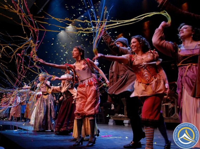 Actors on stage throwing confetti for Musicals Teach Us History...or Do They? course
