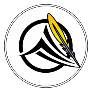 Logo for Athena's Quill, Athena's AAA & a feather pen